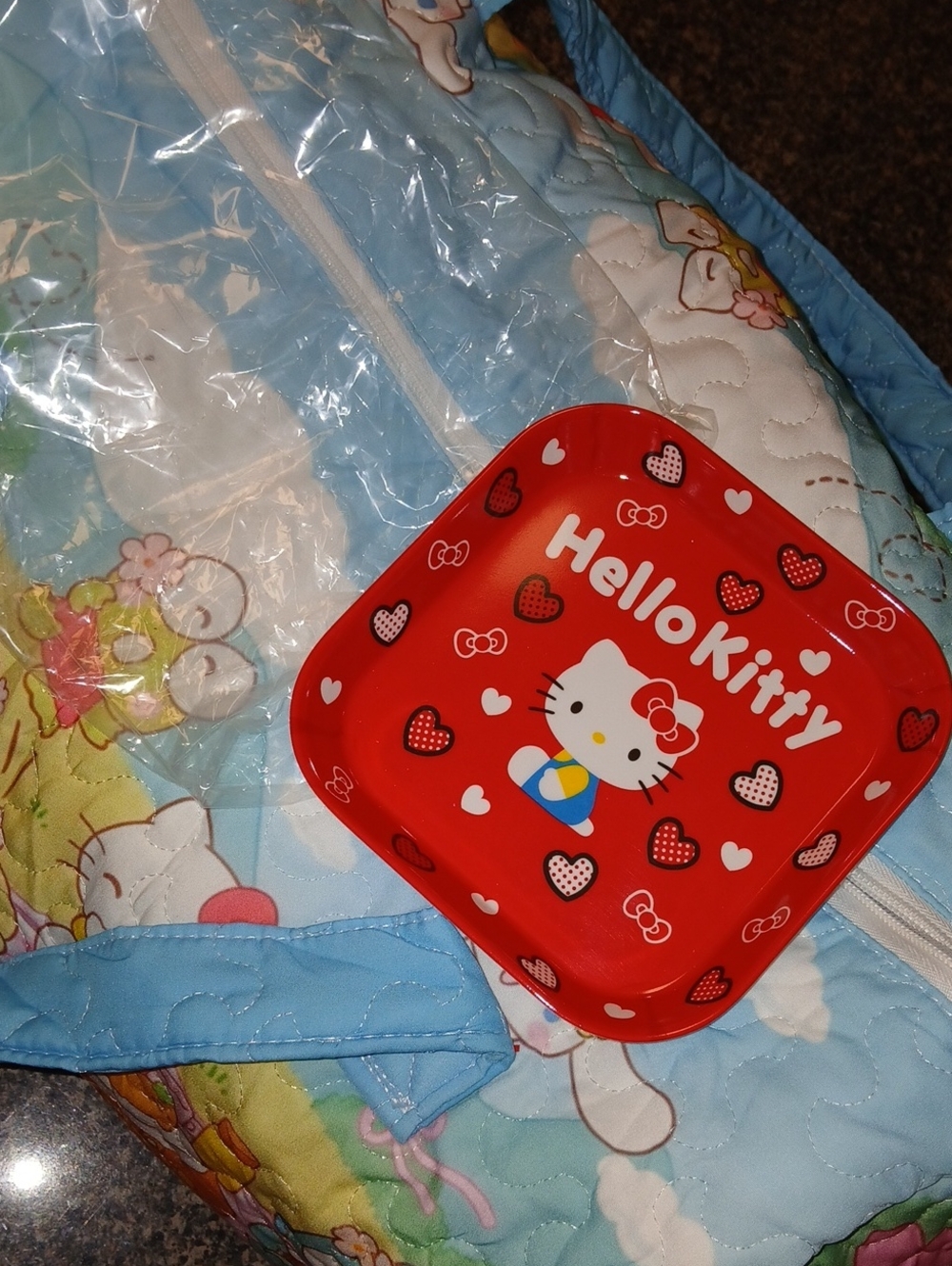 #HelloKittyplate Red Kids Snack #Tray with Heart Pattern